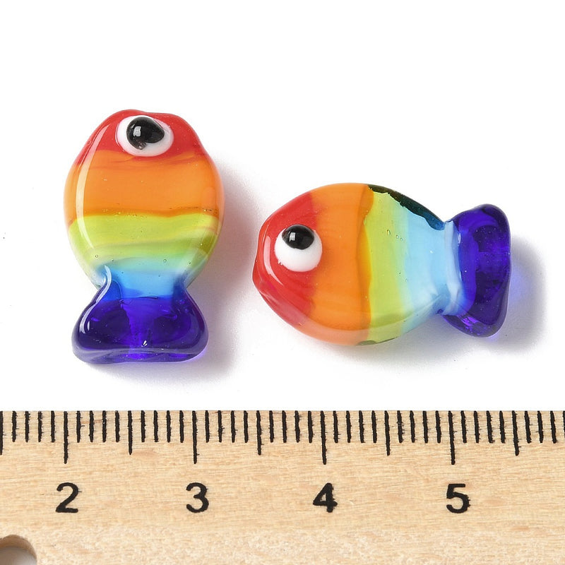 Handgefertigte Glasperlen Fisch bunt 20x13x9mm Loch: 1,4mm 1 Stück