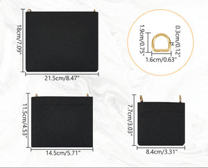 Handtascheneinsatz Organizer Set Filz schwarz 3 Größen / Set