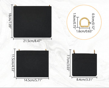Handtascheneinsatz Organizer Set Filz schwarz 3 Größen / Set