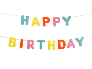 Happy Birthday Filz-Banner – Bunte Buchstabengirlande 3m