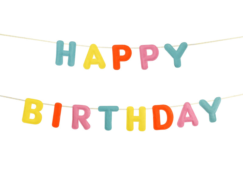 Happy Birthday Filz-Banner – Bunte Buchstabengirlande 3m