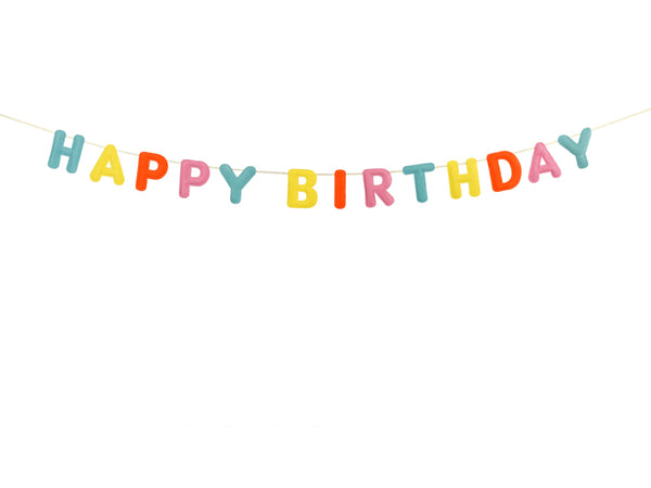 Happy Birthday Filz-Banner – Bunte Buchstabengirlande 3m