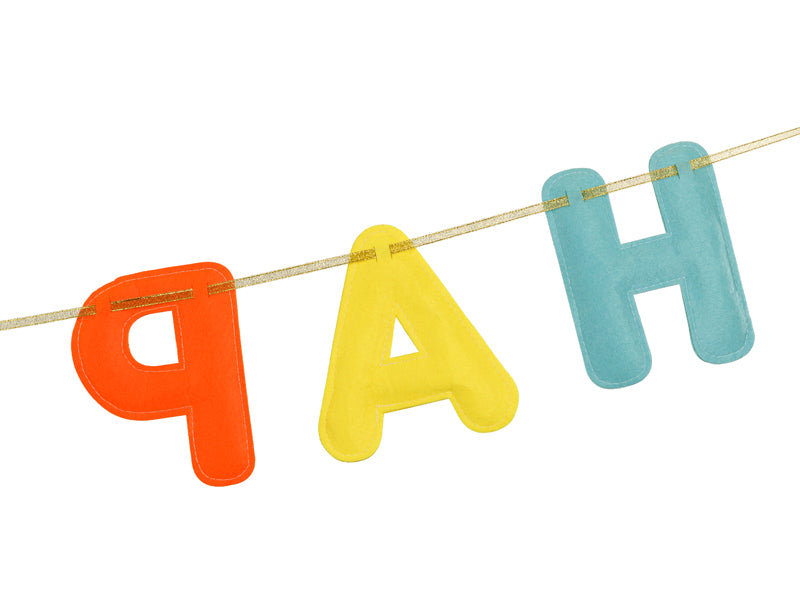 Happy Birthday Filz-Banner – Bunte Buchstabengirlande 3m