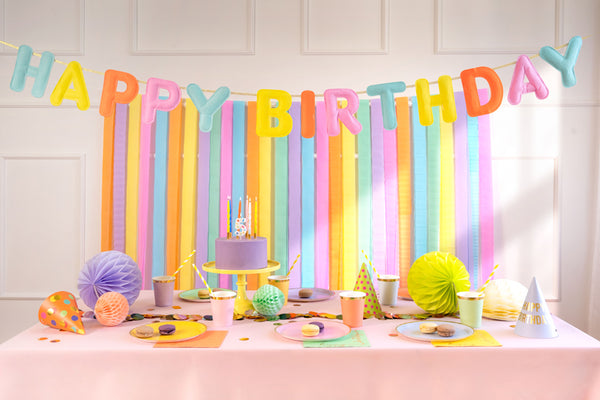 Happy Birthday Filz-Banner – Bunte Buchstabengirlande 3m
