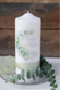 Hochzeitskerze Greenery Blumen-Bouquet 18x8cm