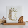 Hochzeitskerze Blätterranke beige grün Stearin im Landhausstil mit Olivenholzeinsatz Teelichteinsatz quadratisch 20x20x7 cm
