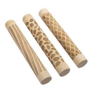 Holz Motivmuster Roller Nature FSC 100% 11x1,5cm 3 Stück / SB-Beutel