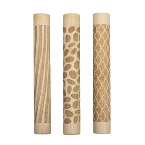Holz Motivmuster Roller Nature FSC 100% 11x1,5cm 3 Stück / SB-Beutel