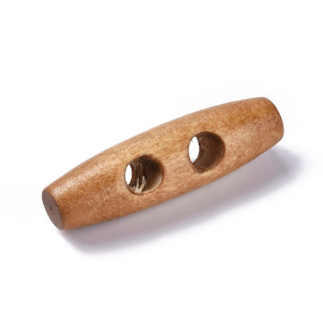 Holz Knebelknopf natur hellbraun 2-Loch 40x11mm zum Annähen 1 Stück