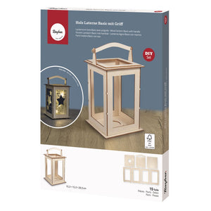 Holz Laterne natur Basic FSC Mix Credit 15,3x15,3x26,5cm 15-tlg. 1Set