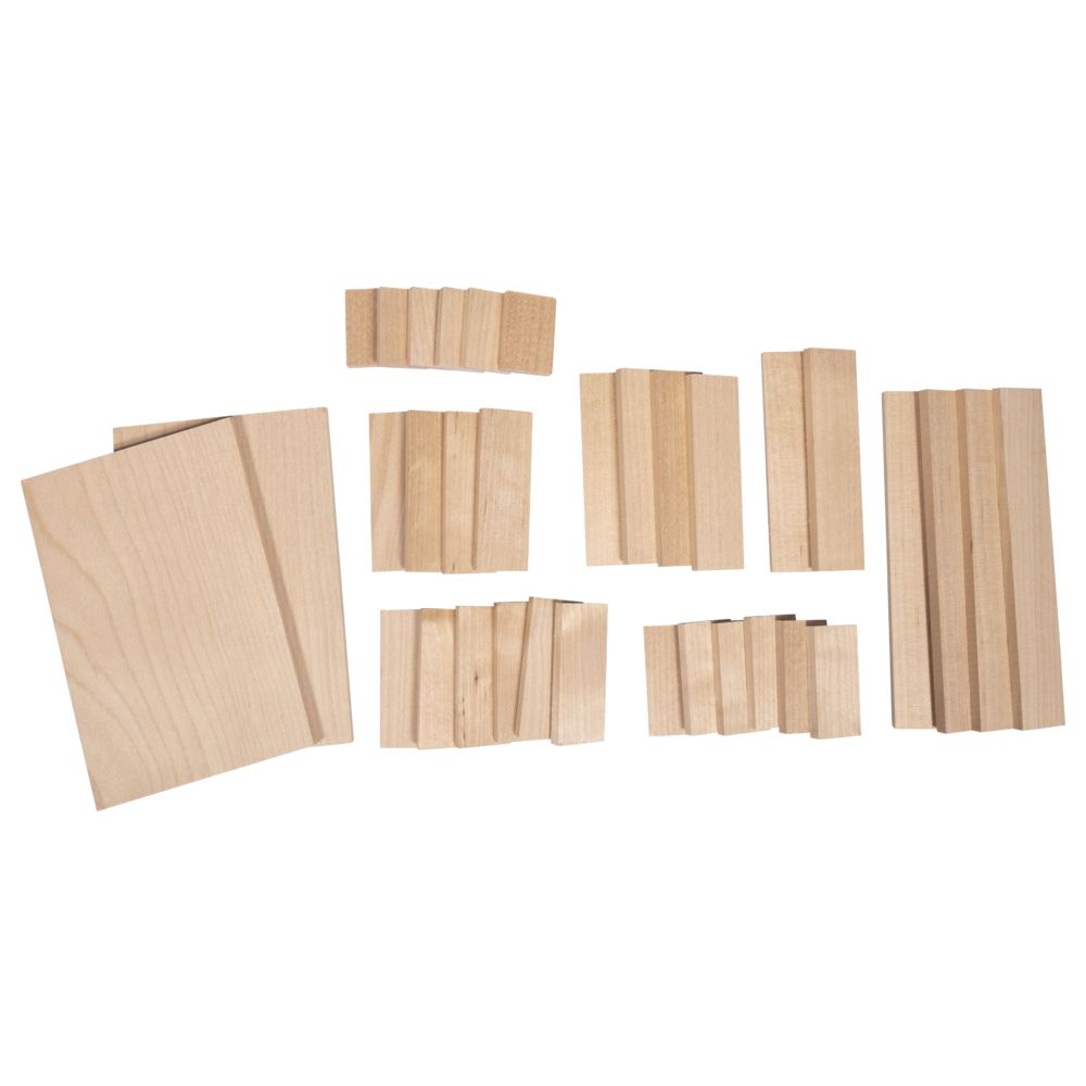 Holz Set Klötzchen natur Platten FSC 100% Mini 34 Teile 1Set