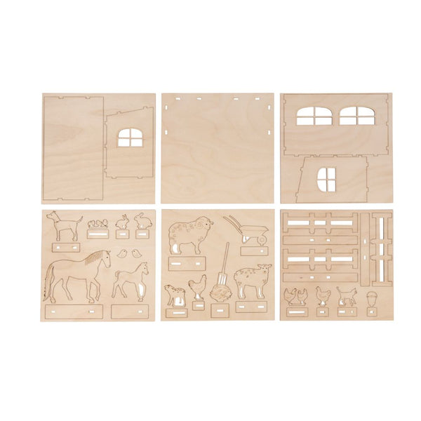 Holz Steckteil Bauernhof FSC Mix Credit 45-tlg. 1Set natur