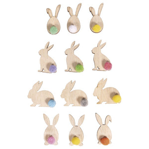 Holz Streuteile Hase bunt FSC Mix Credit 3-3,7cm 12Stück