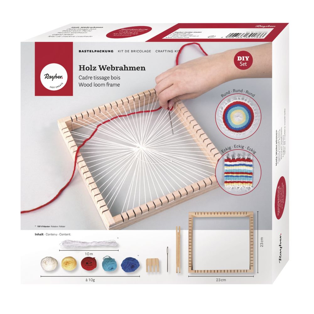 Holz-Webrahmen FSC 100% quadratisch 23x23cm Webbreite 18cm