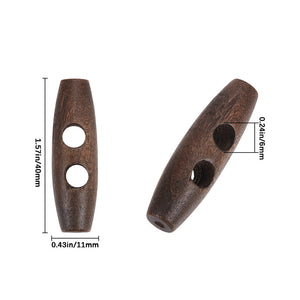 Holzknebelknopf kokosbraun 2-Loch 40x11mm 5 Stück