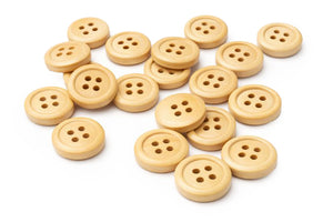Holzknöpfe natur lackiert 4 Löcher 15 mm 50 Stück/Btl.