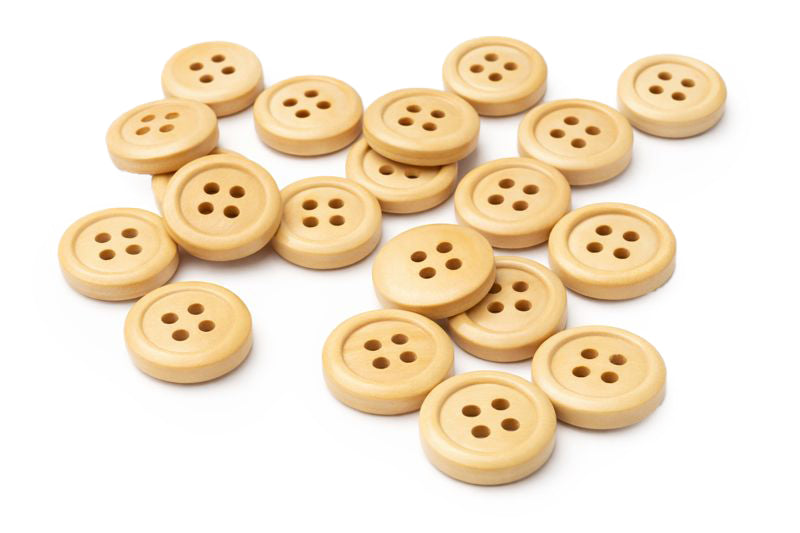 Holzknöpfe natur lackiert 4 Löcher 15 mm 50 Stück/Btl.