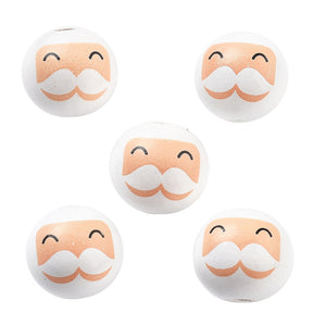 Holzkugel Gesicht Santa Claus Weihnachtsmann Tampondruck 20mm 20 Stück