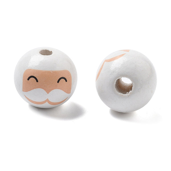 Holzkugel Gesicht Santa Claus Weihnachtsmann Tampondruck 20mm 20 Stück