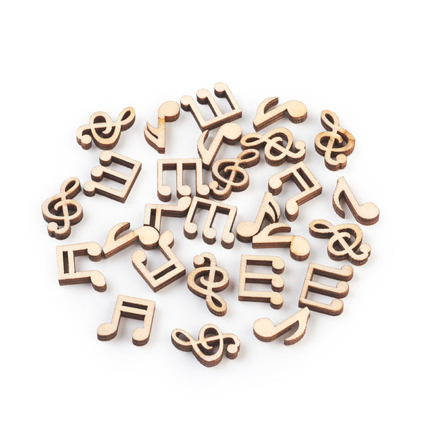 Holzmix Musiknoten Lasercut gemischt 15mm 50 Stück