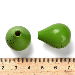 Holzperlen Tropfen grün Lochbohrung 35x4mm 24,5x19,5mm 6 Stück