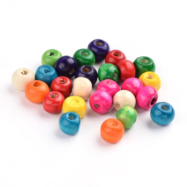 Holzperlenmix bunt 8mm Loch 3mm 100 Stück