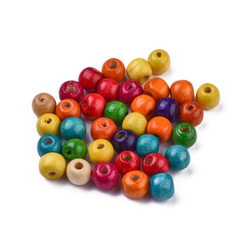 Holzperlenmix bunt 6mm Loch 2mm 300 Stück