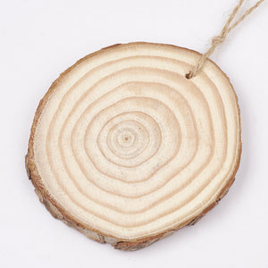 Holzscheiben natur 8-9cm Dicke 8mm Lochbohrung 5mm 5 Stück/Pkg