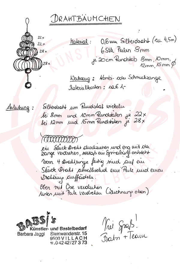 Holzstabset für Drahtbäumchen 4 Stärken