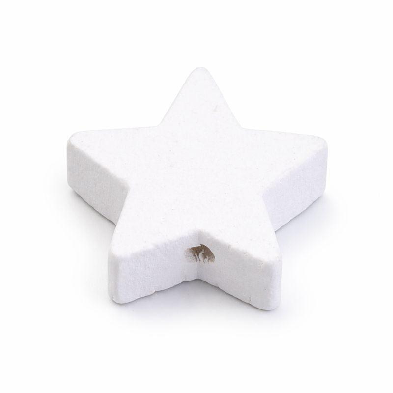 Holzperlen Sterne weiß 20x6mm Lochbohrung 2mm 30 Stück/Btl.