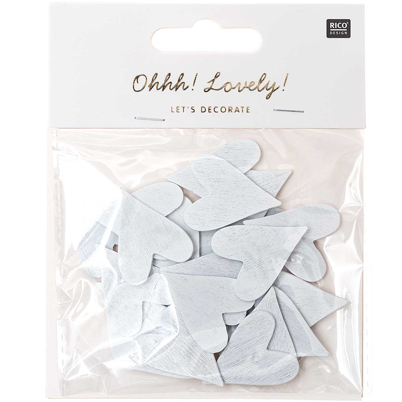 Holzstreuteile Herzen weiß 25x30mm 24 Stück