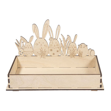 Holztablett Osterhasen FSC Mix Credit 20x12x12,5cm 1 Set natur