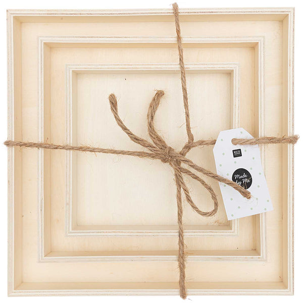 Holztablett quadratisch natur 12x12cm / 16x16cm / 20x20cm 3 Stück 100% FSC