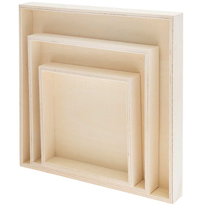 Holztablett quadratisch natur 12x12cm / 16x16cm / 20x20cm 3 Stück 100% FSC