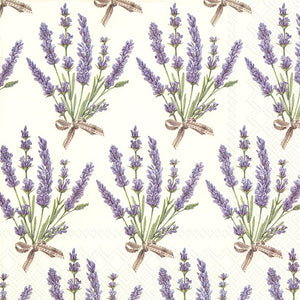 IHR Servietten BOUQUET OF LAVENDER cream 3-lagig 33x33cm 20 Stück / Packung
