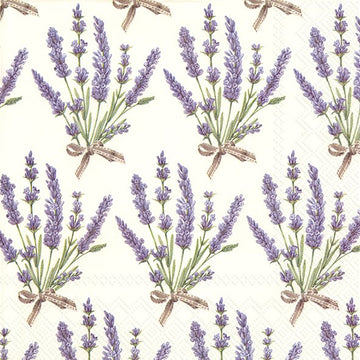 IHR Servietten BOUQUET OF LAVENDER cream 3-lagig 33x33cm 20 Stück / Packung