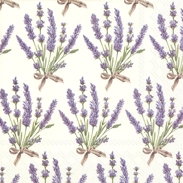 IHR Servietten BOUQUET OF LAVENDER cream 3-lagig 33x33cm 20 Stück / Packung