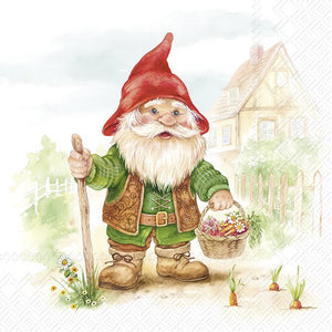 IHR Servietten Gilbert Gartenzwerg 3-lagig 33x33cm 20 Stück / Packung