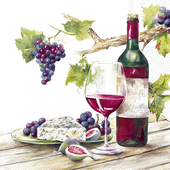 IHR Servietten Red Wine Tasting Weinjause 3-lagig 33x33cm 20 Stück / Packung