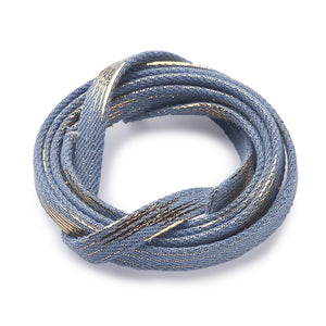 Jeansband dunkelblau mit Goldeffekten 10x2mm Denim Cord pro Laufmeter