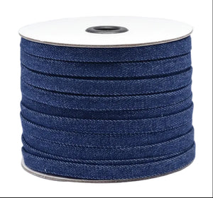 Jeansband dunkelblau 10x2mm Denimkordel pro Laufmeter