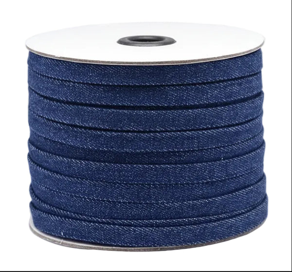 Jeansband dunkelblau 10x2mm Denimkordel pro Laufmeter