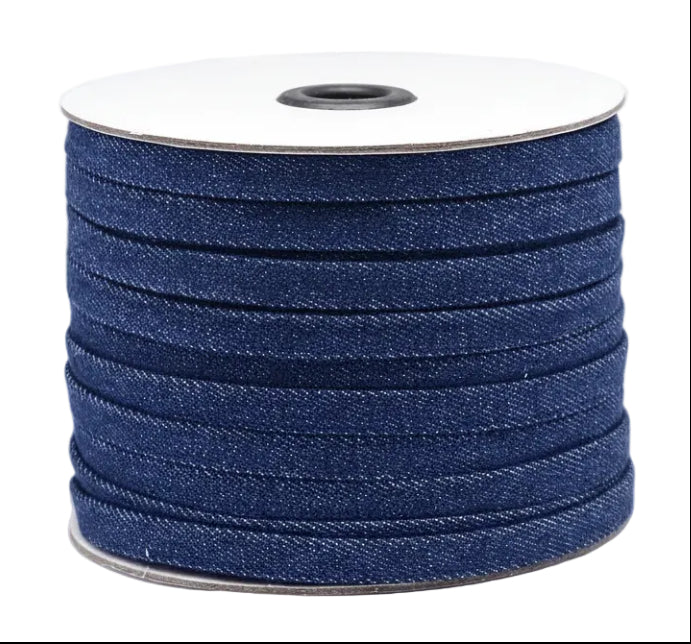 Jeansband dunkelblau 10x2mm Denimkordel pro Laufmeter
