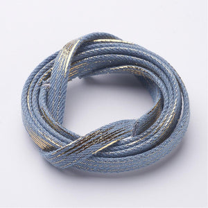 Jeansband dunkelblau mit Goldeffekten 10x2mm Denim Cord pro Laufmeter