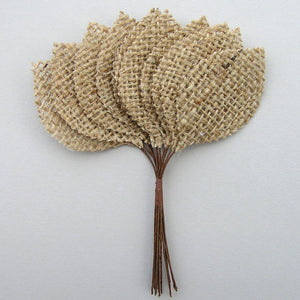 Blatt aus Jute am Drahtstiel 5x3,5 cm 12 Stück/Bund