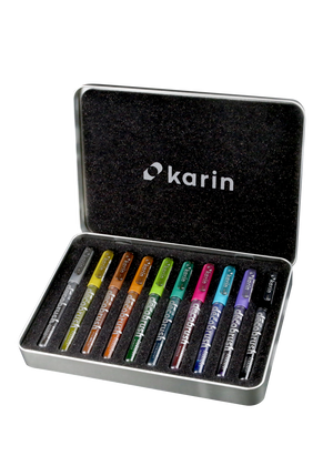 Karin Markers Decobrush Metallic Permanent Ink Set 10 Stifte in Metallbox