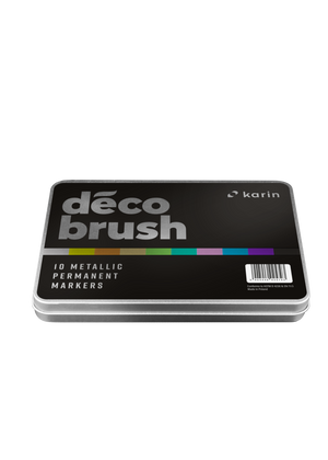 Karin Markers Decobrush Metallic Permanent Ink Set 10 Stifte in Metallbox