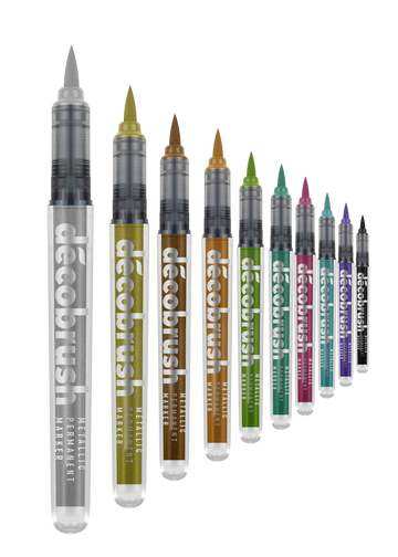 Karin Markers Decobrush Metallic Permanent Ink Set 10 Stifte in Metallbox