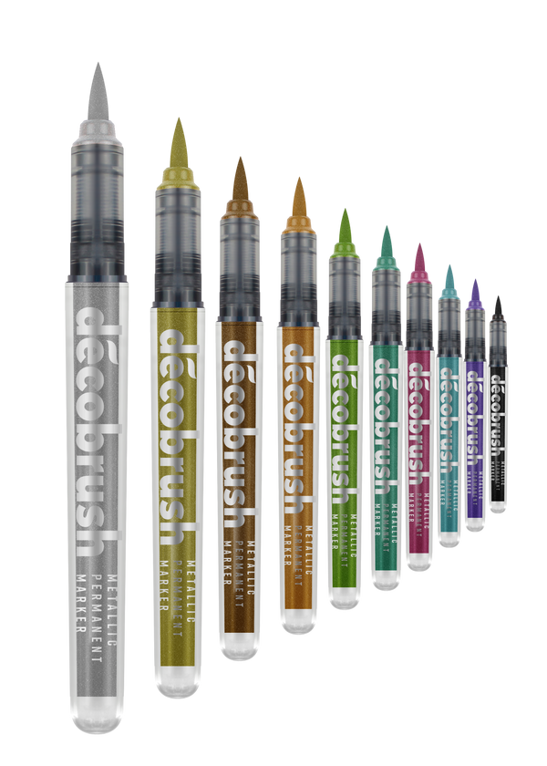 Karin Markers Decobrush Metallic Permanent Ink Set 10 Stifte in Metallbox