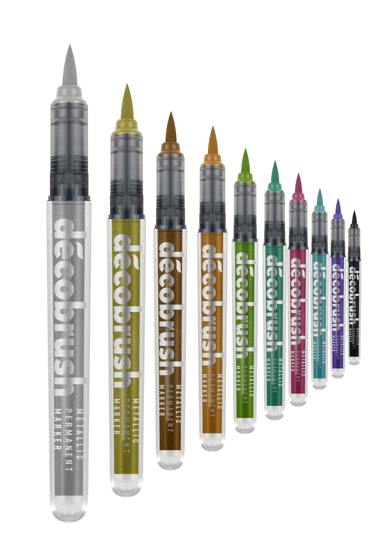 Karin Markers Decobrush Metallic Permanent Ink Set 10 Stifte in Metallbox